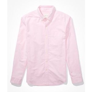 American Eagle Oxford Button-Up Shirt, Pink, Medium
